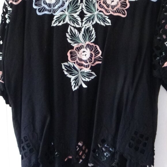 Bali Emerald Vintage 80s Floral Embroidered Boho Top and Skirt Set - Picture 2 of 13